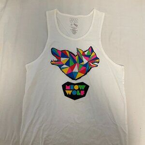 Meow Wolf White Tank Top with Colorful Geometric Design